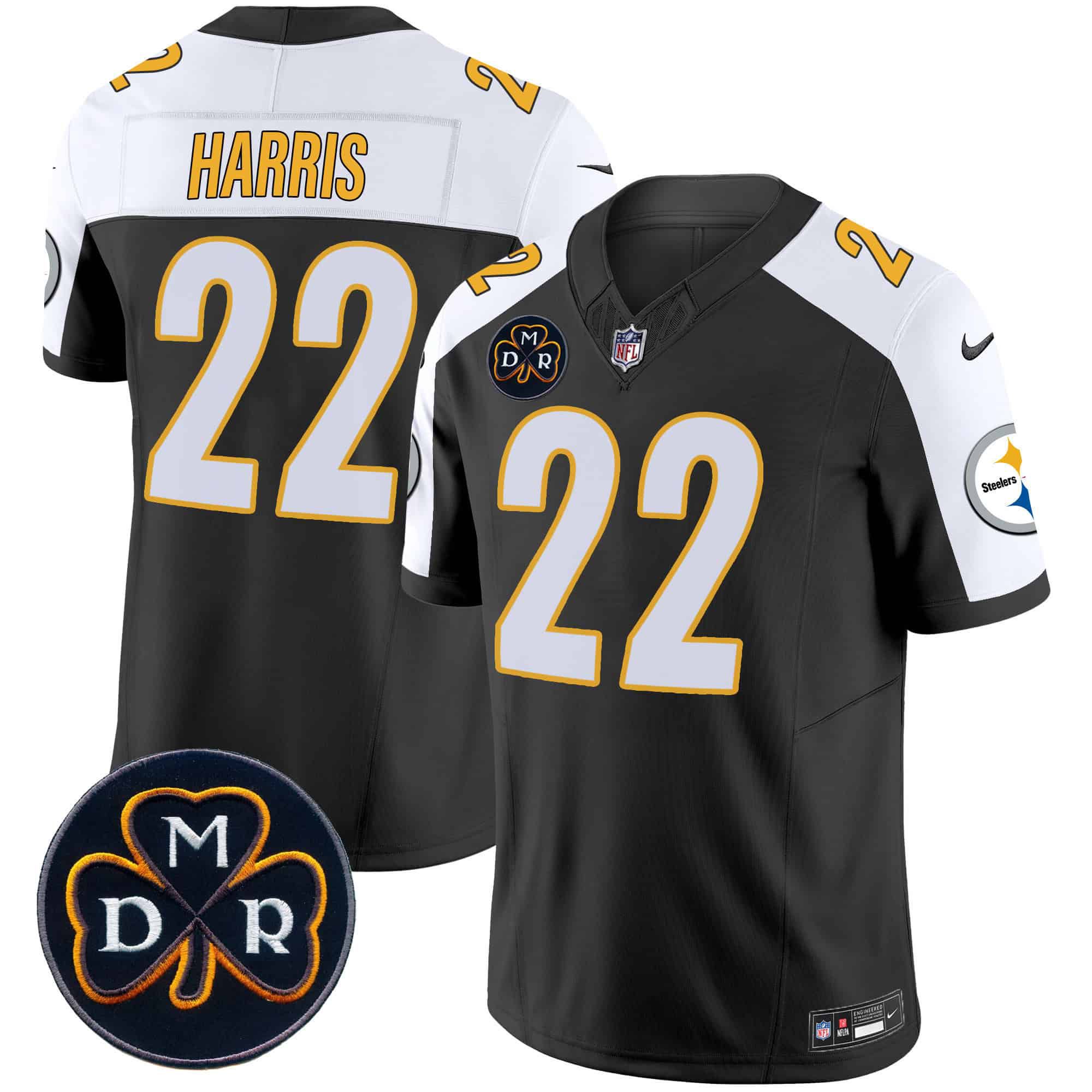 Men Pittsburgh Steelers #22 Harris Black 2024 Nike DMR Patch Vapor Limited NFL Jersey style 1->indianapolis colts->NFL Jersey